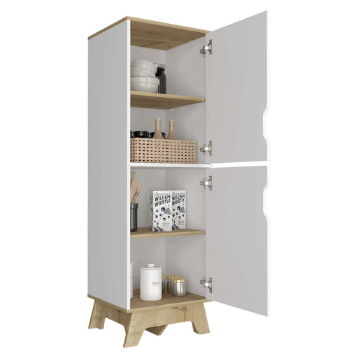 British Single Kitchen Pantry, Four Storage Shelves, Double Doors Cabinets Default -DTYStore