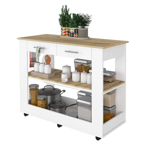 Brooklyn 46 Kitchen Island, Two Shelves, Two Drawers Default -DTYStore