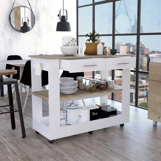 Brooklyn 46 Kitchen Island, Two Shelves, Two Drawers Default -DTYStore