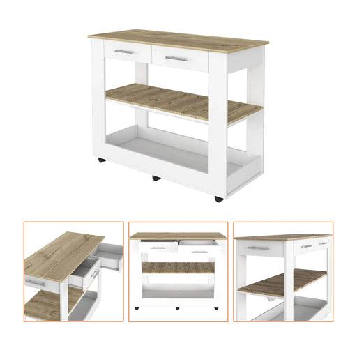 Brooklyn 46 Kitchen Island, Two Shelves, Two Drawers Default -DTYStore