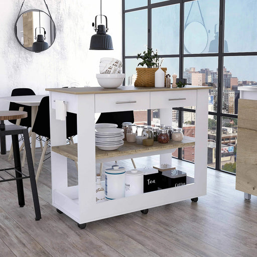 Brooklyn 46 Kitchen Island, Two Shelves, Two Drawers Default -DTYStore