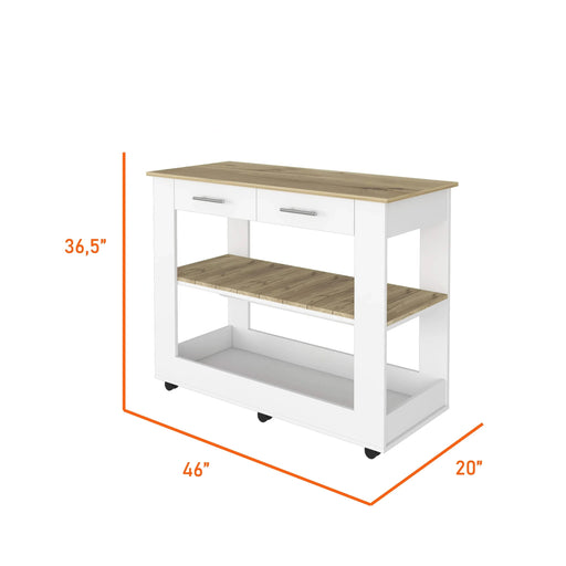 Brooklyn 46 Kitchen Island, Two Shelves, Two Drawers Default -DTYStore