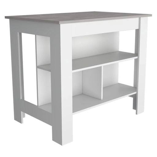 Brooklyn Kitchen Island, Three Concealed Shelves Default -DTYStore
