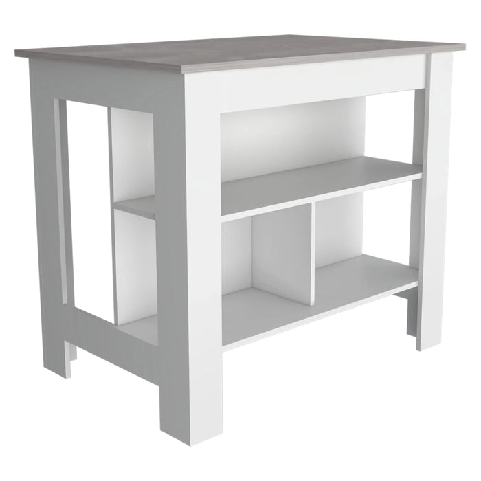 Brooklyn Kitchen Island, Three Concealed Shelves Default -DTYStore