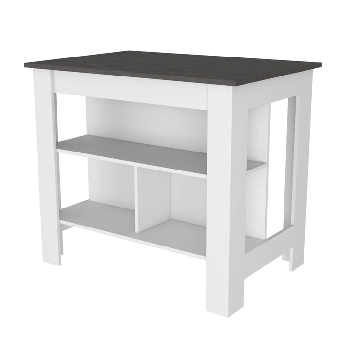 Brooklyn Kitchen Island, Three Concealed Shelves Default -DTYStore