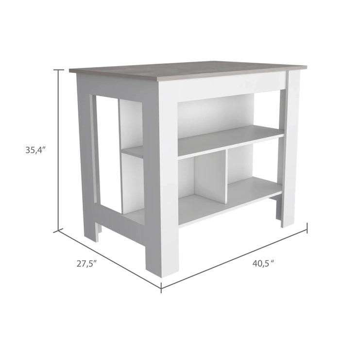 Brooklyn Kitchen Island, Three Concealed Shelves Default -DTYStore
