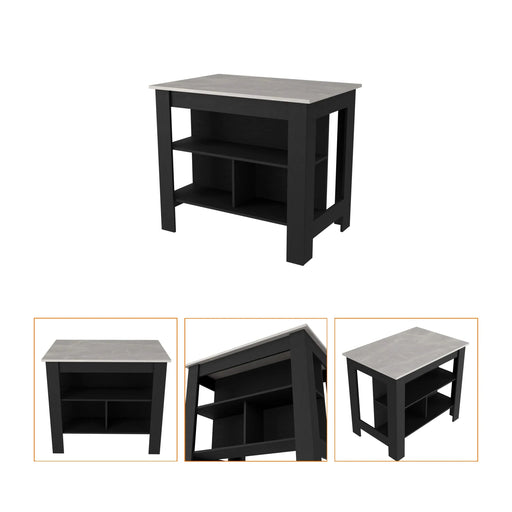 Brooklyn Kitchen Island, Three Concealed Shelves Default -DTYStore