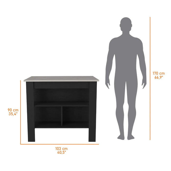 Brooklyn Kitchen Island, Three Concealed Shelves Default -DTYStore