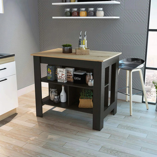 Brooklyn Kitchen Island, Three Concealed Shelves Default -DTYStore