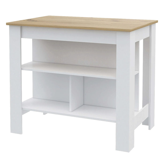 Brooklyn Kitchen Island, Three Concealed Shelves Default -DTYStore