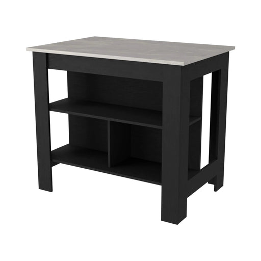 Brooklyn Kitchen Island, Three Concealed Shelves Default -DTYStore