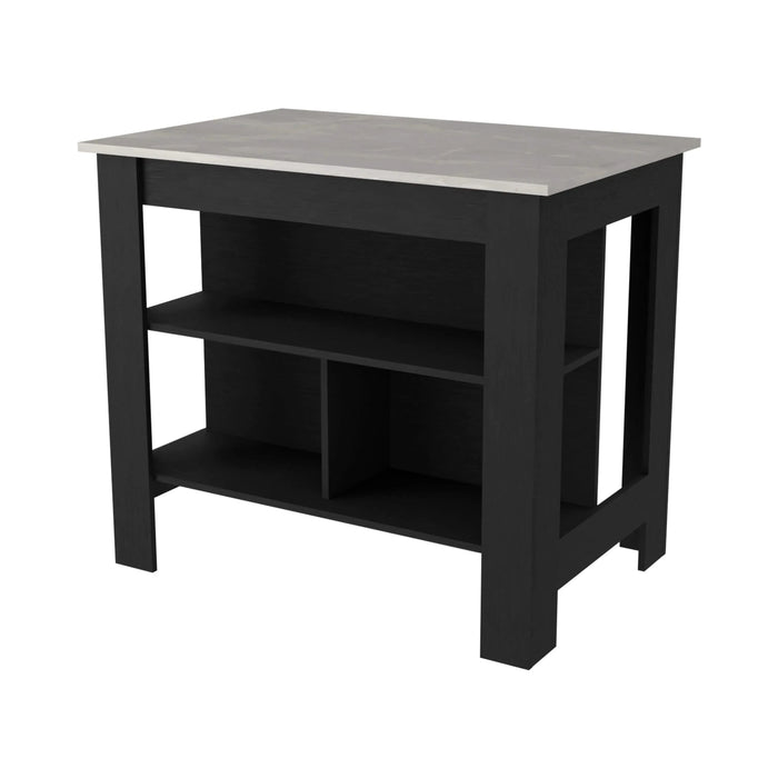 Brooklyn Kitchen Island, Three Concealed Shelves Default -DTYStore