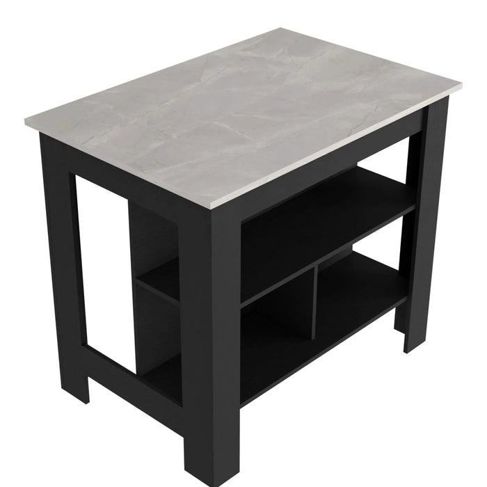 Brooklyn Kitchen Island, Three Concealed Shelves Default -DTYStore