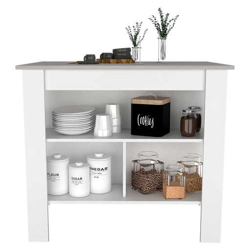 Brooklyn Kitchen Island, Three Concealed Shelves Default -DTYStore