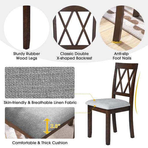 Brown 3 Piece Kitchen Dining Set with Drop Leaf Table and Upholstered Chairs in Solid Wood and MDF Default -DTYStore