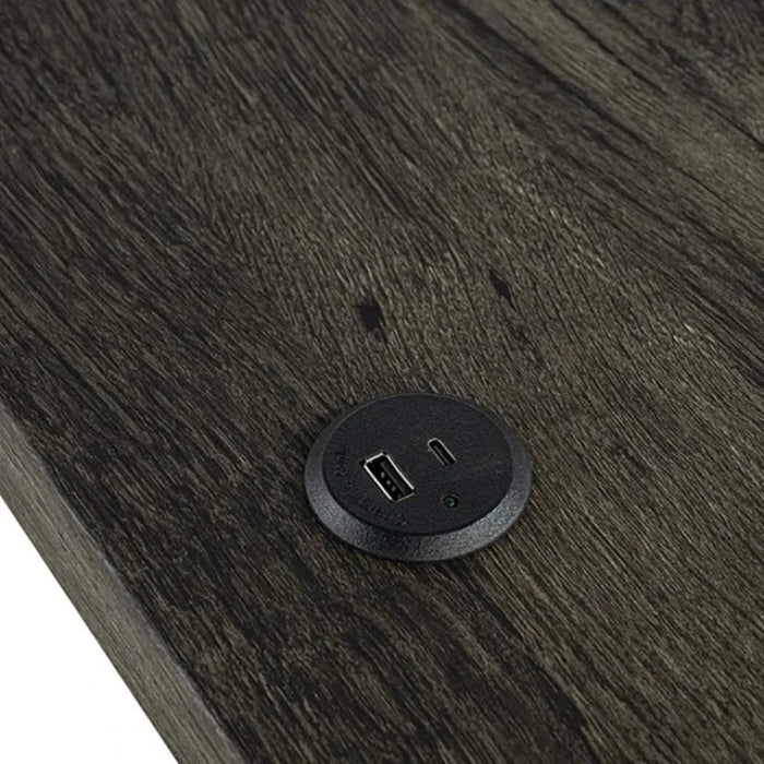 Brown Dining Room 4pc Set Functional Unique Dining Table w USB 3x Stools Tufted Beige Seats Kitchen Default -DTYStore