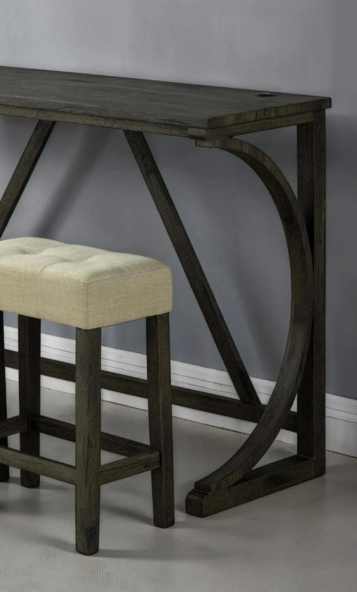 Brown Dining Room 4pc Set Functional Unique Dining Table w USB 3x Stools Tufted Beige Seats Kitchen Default -DTYStore