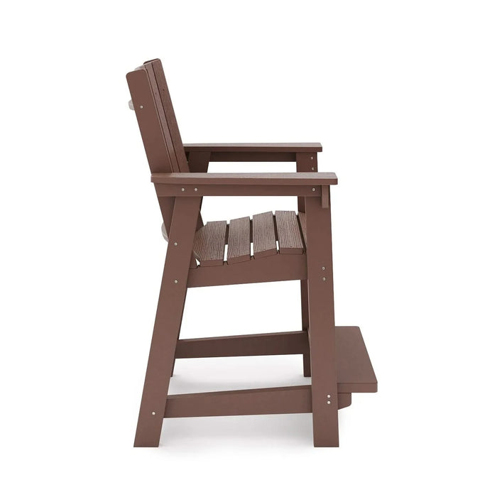 Brown Modern Counter Chair – Sleek HDPE Poly Lumber for Dining, Patio, and Garden Comfort Default -DTYStore
