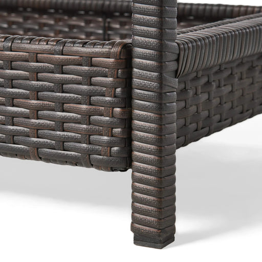 Brown Resin Wicker Bar Cart with Metal Frame Default -DTYStore