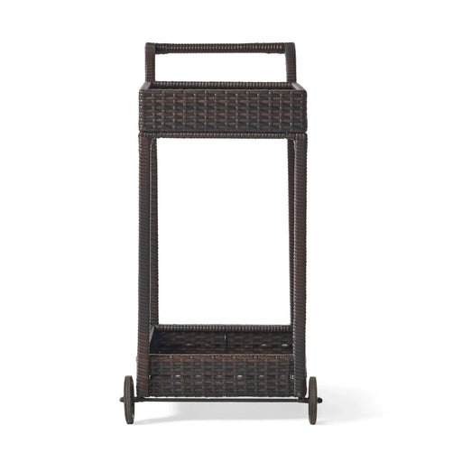 Brown Resin Wicker Bar Cart with Metal Frame Default -DTYStore