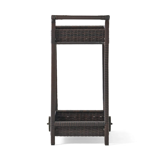 Brown Resin Wicker Bar Cart with Metal Frame Default -DTYStore