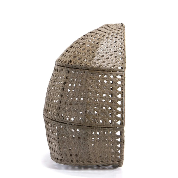 Brown Wicker Hanging Double-Seat Swing Chair with Stand w/Beige Cushion Default -DTYStore