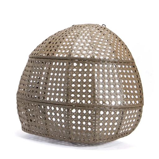 Brown Wicker Hanging Double-Seat Swing Chair with Stand w/Beige Cushion Default -DTYStore