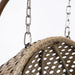 Brown Wicker Hanging Double-Seat Swing Chair with Stand w/Beige Cushion Default -DTYStore