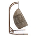 Brown Wicker Hanging Double-Seat Swing Chair with Stand w/Beige Cushion Default -DTYStore