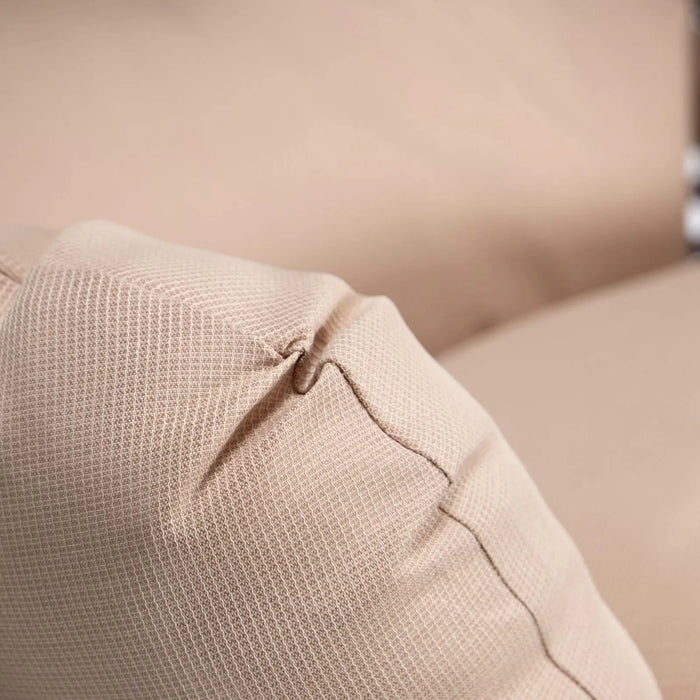 Brown Wicker Hanging Double-Seat Swing Chair with Stand w/Beige Cushion Default -DTYStore