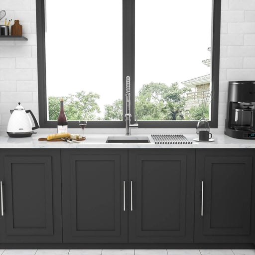 Brushed Nickel 13 Inch Undermount Stainless Steel Kitchen Sink 16 Gauge 9 Inch Deep Single Bowl Basin Default -DTYStore