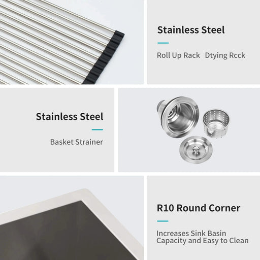 Brushed Nickel 16 Gauge Stainless Steel Undermount Double Bowl Kitchen Sink 32x18 inch with 9 Inch Deep Bowls Default -DTYStore