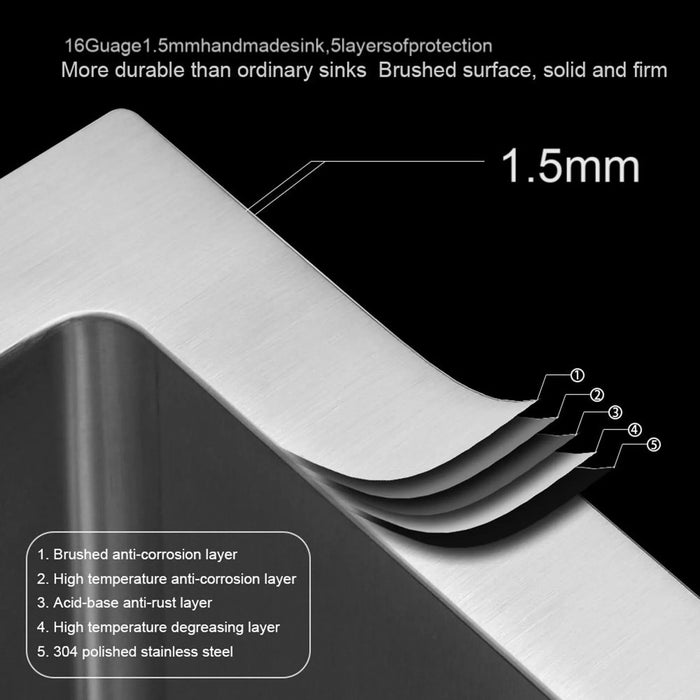 Brushed Nickel 19 Inch Undermount Stainless Steel Kitchen Sink 16Gauge 9 Inch Deep Single Bowl Basin Default -DTYStore