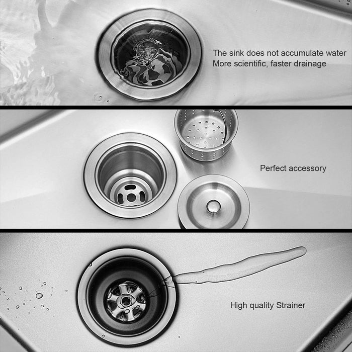 Brushed Nickel 19 Inch Undermount Stainless Steel Kitchen Sink 16Gauge 9 Inch Deep Single Bowl Basin Default -DTYStore