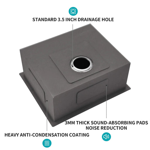 Brushed Nickel 23 Inch Undermount Single Bowl Stainless Steel Kitchen Sink 16 Gauge 9 Inch Deep Basin Default -DTYStore