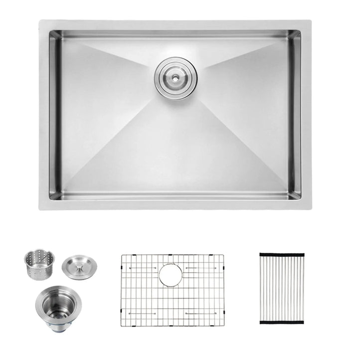 Brushed Nickel 26 Inch Undermount Stainless Steel Kitchen Sink 16 Gauge, 10 Inch Deep Single Bowl- DTY Store
