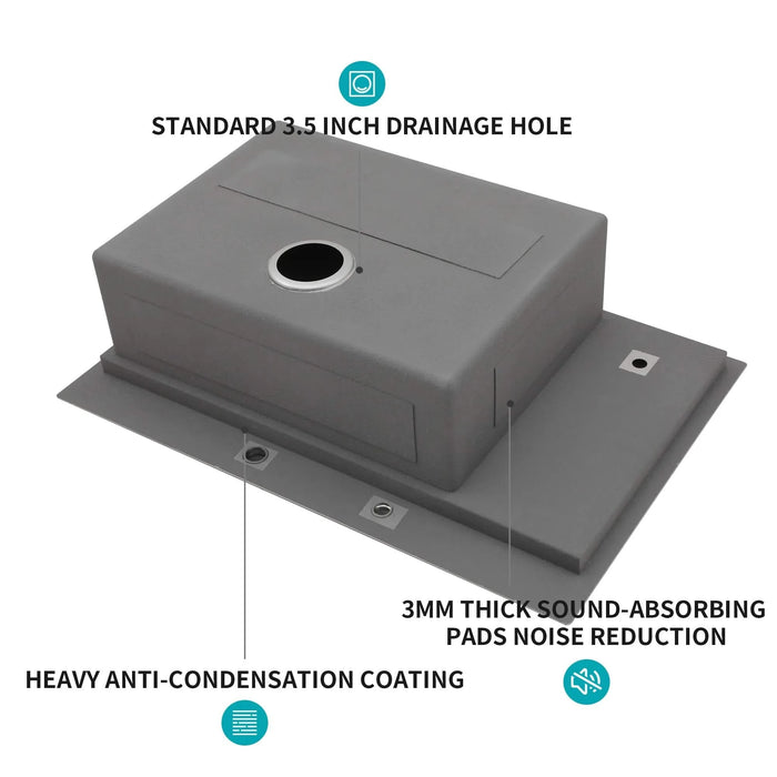 Brushed Nickel Single Bowl Workstation Kitchen Sink with Cup Washer 33x22 inch 16 Gauge Stainless Steel Default -DTYStore