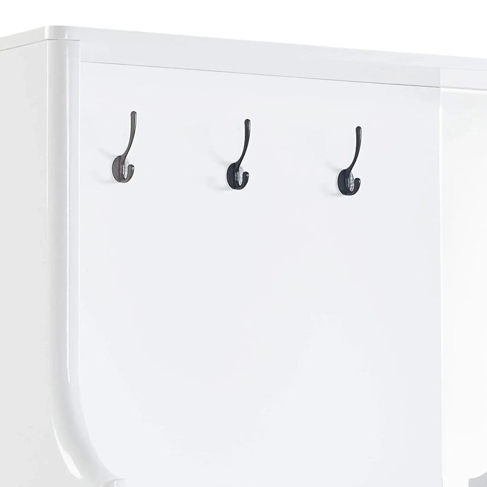 Buck II White High Gloss Finish Hall Tree Default -DTYStore