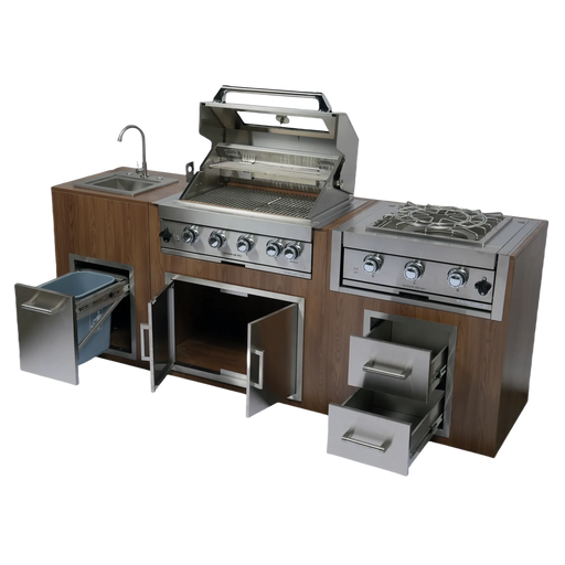 Built-in Outdoor Kitchen 32 inch LPG Gas Grill 60000 BTU Stainless Steel Four burners Grill with Infrared Rear Bunrer and Door and Drawer Combo and Drop in Stainless Steel 304# Sink with BBQ Tool Set-DTYStore