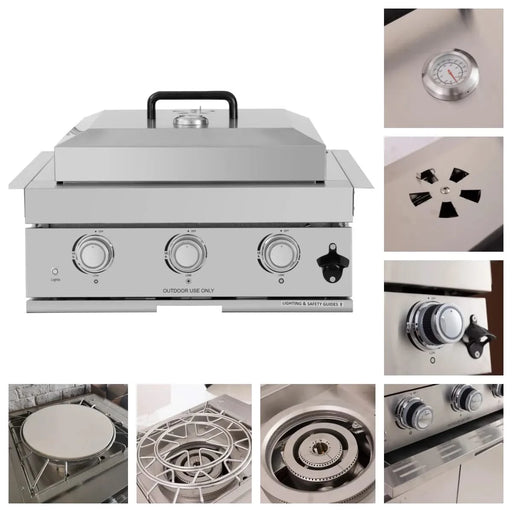 Built-in Outdoor Kitchen 32 inch LPG Gas Grill 60000 BTU Stainless Steel Four burners Grill with Infrared Rear Bunrer and Door and Drawer Combo and Drop in Stainless Steel 304# Sink with BBQ Tool Set-DTYStore