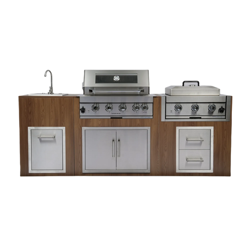 Built-in Outdoor Kitchen 32 inch LPG Gas Grill 60000 BTU Stainless Steel Four burners Grill with Infrared Rear Bunrer and Door and Drawer Combo and Drop in Stainless Steel 304# Sink with BBQ Tool Set-DTYStore