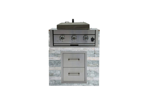 Built-in Outdoor Kitchen 32 inch LPG Gas Grill 60000 BTU Stainless Steel Four burners Grill with Infrared Rear Bunrer and Door and Drawer Combo and Drop in Stainless Steel 304# Sink with BBQ Tool Set-DTYStore