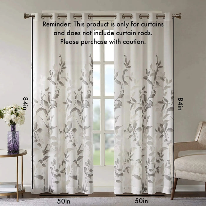 Burnout Printed Curtain Panel Default -DTYStore
