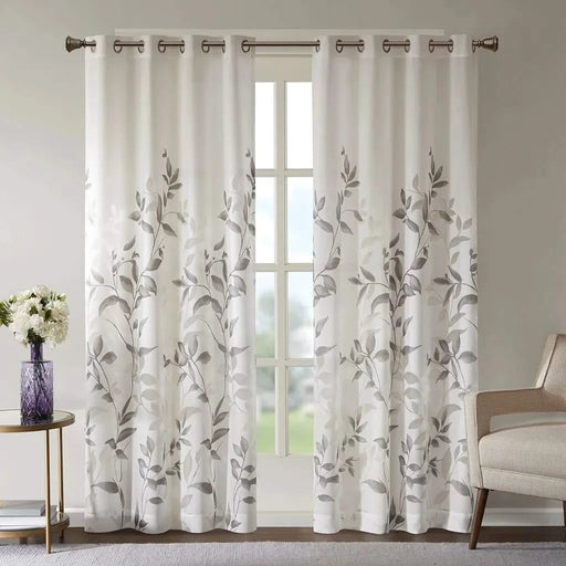 Burnout Printed Curtain Panel Pair(2 Pcs Window Panels) Default -DTYStore