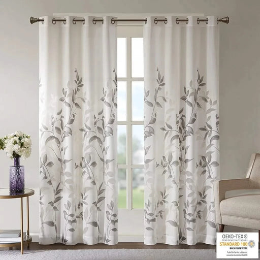 Burnout Printed Curtain Panel Pair(2 Pcs Window Panels) Default -DTYStore