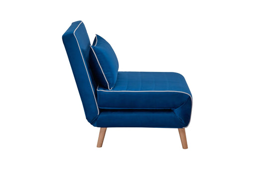 CANON Modern Velvet Foldable Sofa Bed with Piping Design - 3-Position Adjustable Backrest, Converts to Bed in 10 Seconds, Includes Pillow, Blue Space-Saving Sofa Bed for Small Default -DTYStore