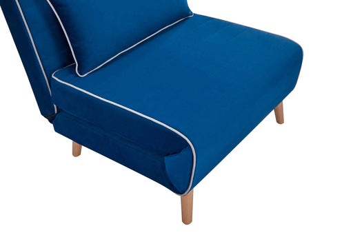 CANON Modern Velvet Foldable Sofa Bed with Piping Design - 3-Position Adjustable Backrest, Converts to Bed in 10 Seconds, Includes Pillow, Blue Space-Saving Sofa Bed for Small Default -DTYStore
