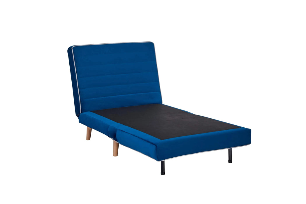 CANON Modern Velvet Foldable Sofa Bed with Piping Design - 3-Position Adjustable Backrest, Converts to Bed in 10 Seconds, Includes Pillow, Blue Space-Saving Sofa Bed for Small Default -DTYStore