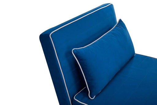 CANON Modern Velvet Foldable Sofa Bed with Piping Design - 3-Position Adjustable Backrest, Converts to Bed in 10 Seconds, Includes Pillow, Blue Space-Saving Sofa Bed for Small Default -DTYStore
