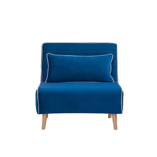 CANON Modern Velvet Foldable Sofa Bed with Piping Design - 3-Position Adjustable Backrest, Converts to Bed in 10 Seconds, Includes Pillow, Blue Space-Saving Sofa Bed for Small Default -DTYStore